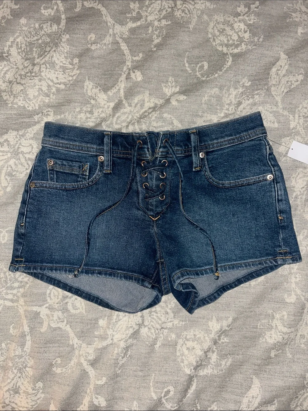 GAP Lace-Up Dark Blue Denim Jean Shorts - Women
